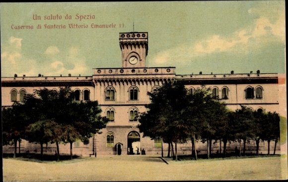Postcard La Spezia Liguria, Vittorio Emanuele II Infantry Barracks