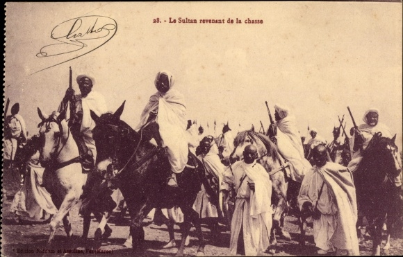 Postcard Marokko, The Sultan Returning from the Hunt