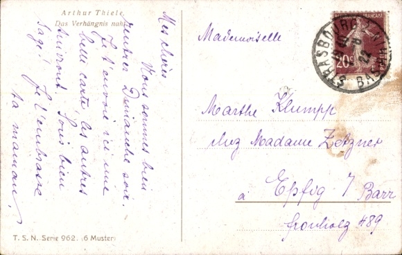 Artist Postcard Thiele, Arthur, Doom is approaching, humanized cats in school
