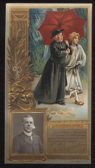 Merchant picture advertising card Lefevre-Utile Lu Art Nouveau, Coquelin Ainé