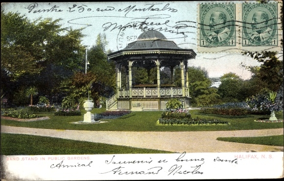 Ak Halifax Nova Scotia Kanada, Band Stand in Public Gardens