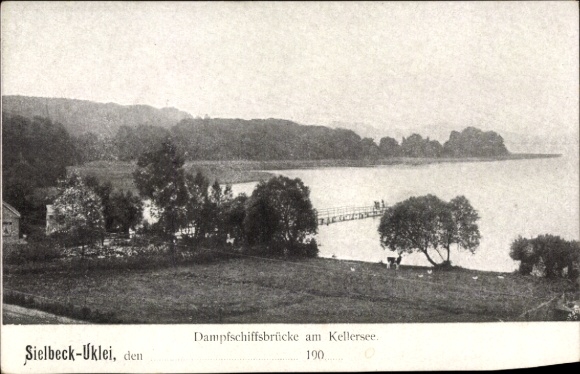 Ak Sielbeck Eutin in Ostholstein, Kellersee, Dampfschiffbrücke