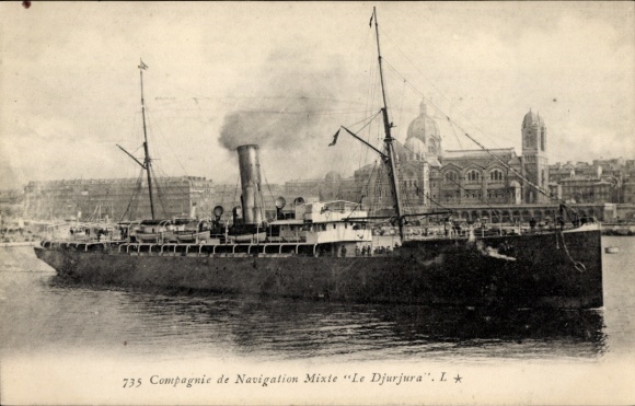 Ak Marseille Bouches du Rhône, Hafen von Marseille mit Schiff „Le Djurjura“