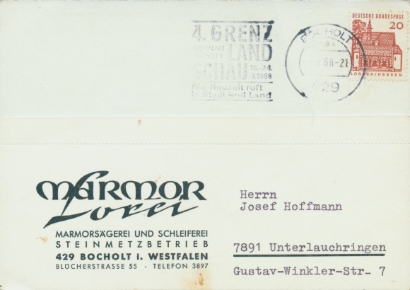 Postcard Bocholt in Münsterland, marble sawmill and grindery, stonemasonry, Blücherstraße 55