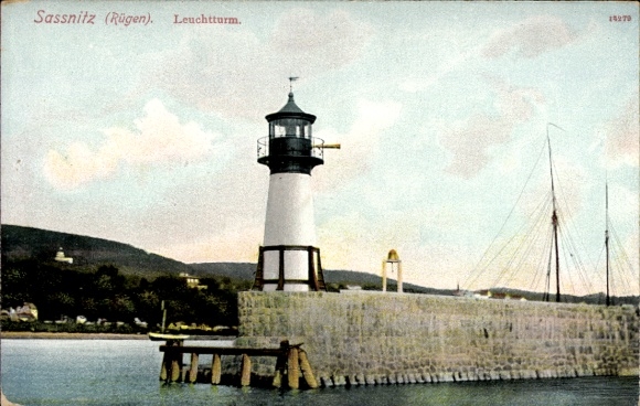 Postcard Sassnitz on Rügen, lighthouse
