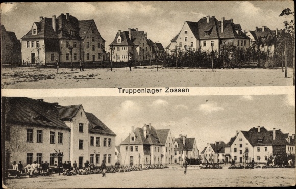 Ak Zossen in Brandenburg, Truppenlager, Gebäude, Straßenansichten