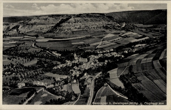 Postcard Nenningen Geislingen an der Steige, aerial photograph