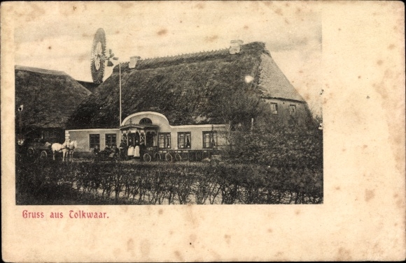 Ak Tolk in Schleswig, Wohnhaus, Fuhrwerke, Tolkwaar
