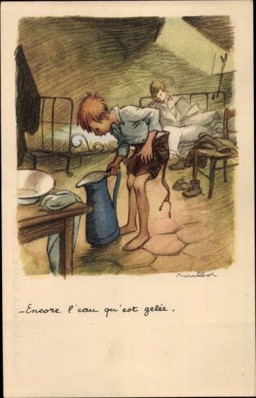 Artist PC Poulbot, Francisque, boys, frozen water in a jug, National League against Taudis