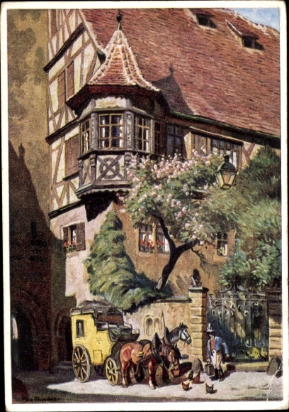 Artist Postcard Ohmayer M., Rothenburg o. T., Jewish Dance House