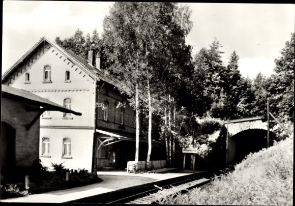 Ak Amerika Arnsdorf Penig in Sachsen, Bahnhof