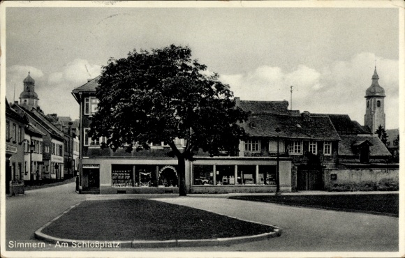 Postcard Simmern in the Hunsrück, Castle Square