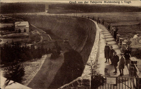 Postcard Muldenberg Grünbach im Vogtland, Muldenberg Dam, reservoir
