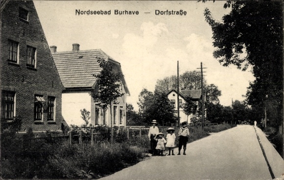 Postcard Burhave Butjadingen Wesermarsch, Dorfstraße