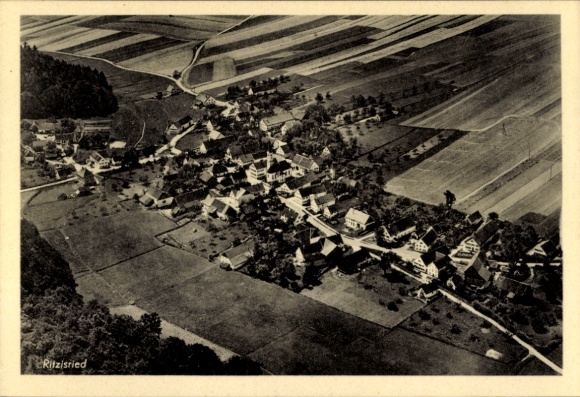 Postcard Ritzisried Buch Schwaben, aerial photograph