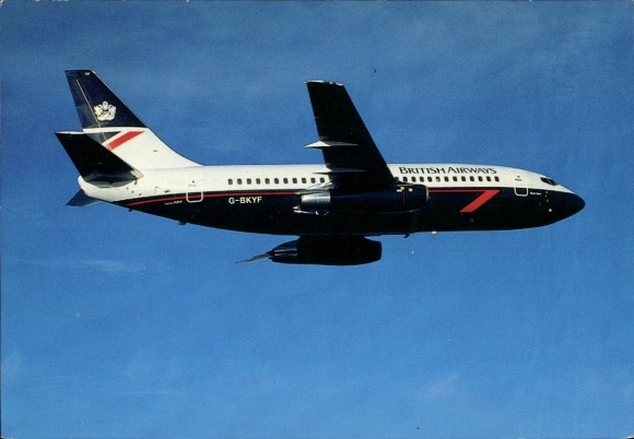 Postcard British Airways passenger aircraft, Boeing Super 737, G-BKYF