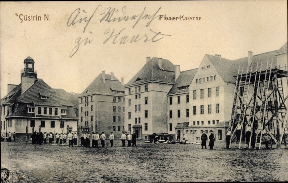 Postcard Kostrzyn nad Odrą Cüstrin Küstrin Ostbrandenburg, Pionier Kaserne