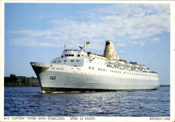 Ak stoomschip MS Jupiter, Bergen Line, stoomboot