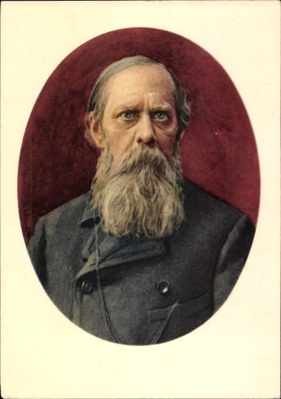 Artist Postcard Bondar, writer Mikhail Saltykov-Shchedrin, portrait