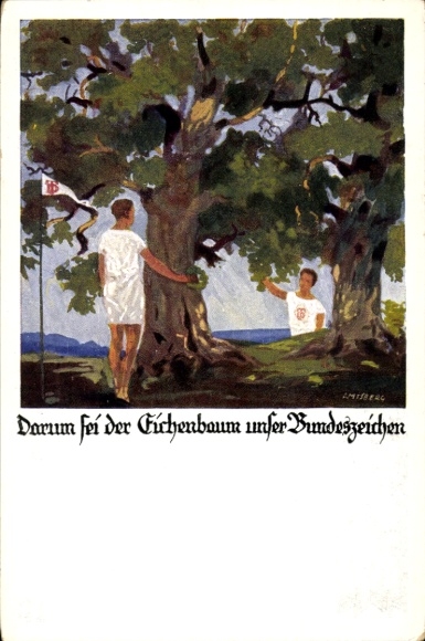 Kunstenaarskaart Amtberg, Otto, ten behoeve van de Duitse gymnastiekvereniging, eik als federaal symbool
