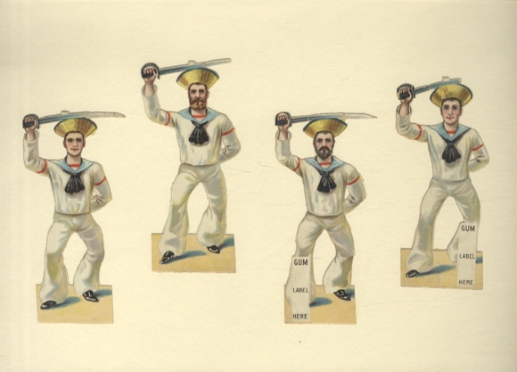 4 wafers sailors with sabers, each approx. 12 x 5 cm