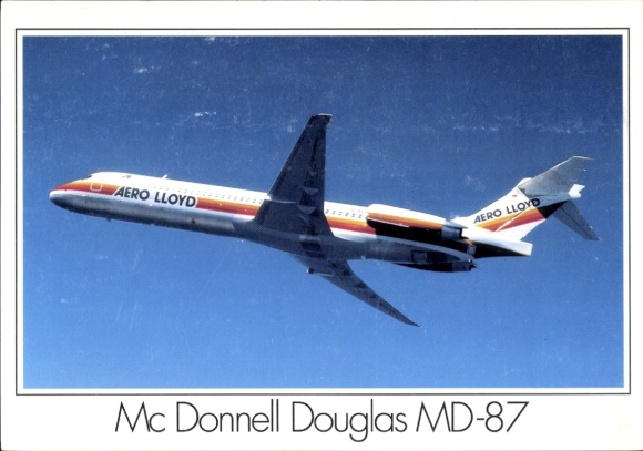 Postcard passenger aircraft Aero Lloyd, Mc Donnell Douglas MD 87