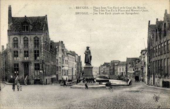 KP Bruges Bruges Flanders West Flanders, Square Jean Van Eyck, statue, Fountain, building