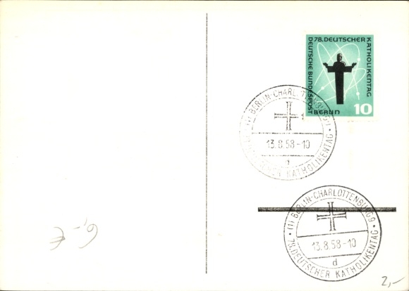 Postcard Berlin Charlottenburg, 78th German Catholic Congress 1958