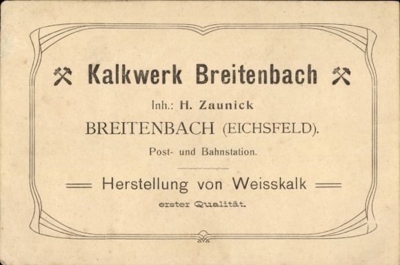 Ak Breitenbach Leinefelde im Eichsfeld, Kalkwerk Breitenbach