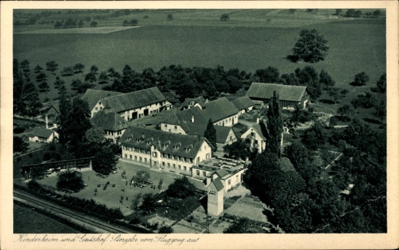 Ak Storzeln Hilzingen im Hegau, Kinderheim, Gutshof, Fliegeraufnahme