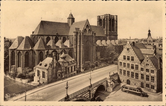 Postcard Gand Gent East Flanders, St. Michael's Church