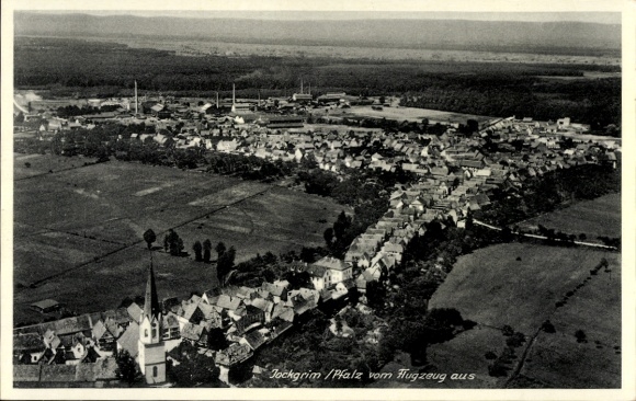 Postcard Jockgrim in the Palatinate, aerial photograph