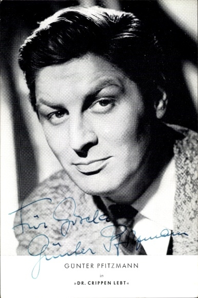 Ak Schauspieler Günter Pfitzmann, Dr. Crippen lebt, Autogramm