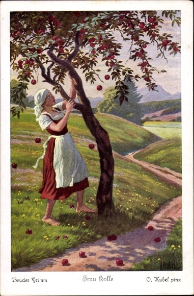 Artist PC Kubel, Otto, Frau Holle, fairy tales by the Brothers Grimm, apples