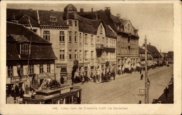 Postcard Liepaja Libau Latvia, city after the capture by the Germans