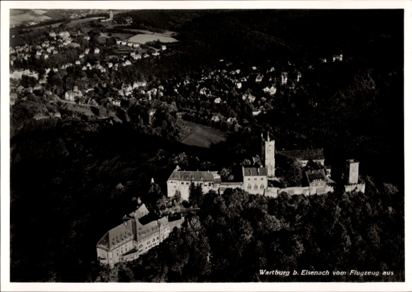 Postcard Lutherstadt Eisenach in Thuringia, Wartburg, aerial photograph