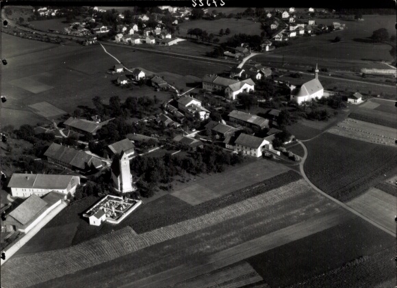 Postcard Rosenheim Upper Bavaria, photo shows part of the town of Rosenheim with its fields and...