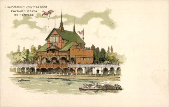 Litho Exposition Universelle de 1900, Pavillon Royal de Norvege