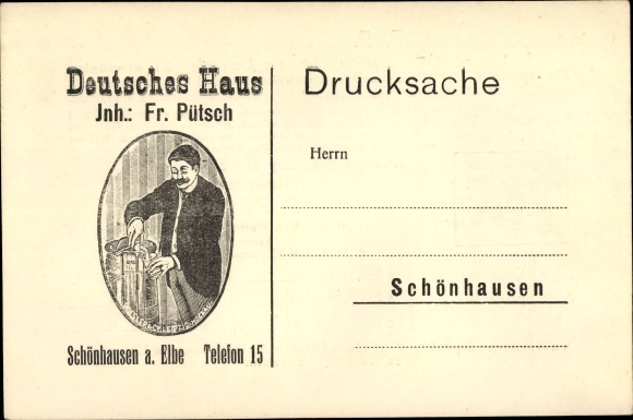 Postcard Schönhausen Elbe, Gasthof Deutsches Haus, Fr. Pütsch, advertisement