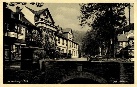 Ak Leutenberg in Thüringen, Vorderansicht von Gebäuden, Am Jimbach, ruhige Umgebung,  Architektur