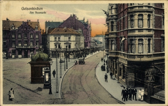 Postcard Gelsenkirchen in the Ruhr area, Am Neumarkt, street view, historical buildings
