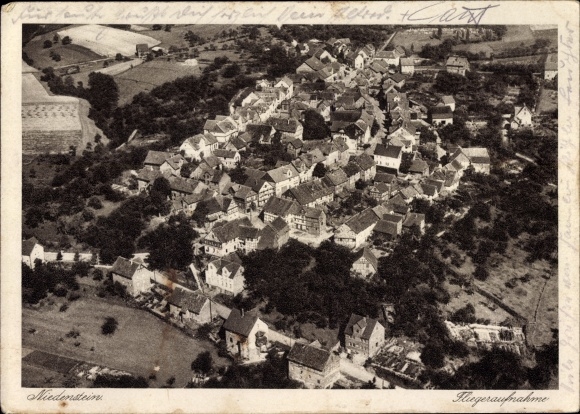 Postcard Niedenstein in Hesse, aerial photograph