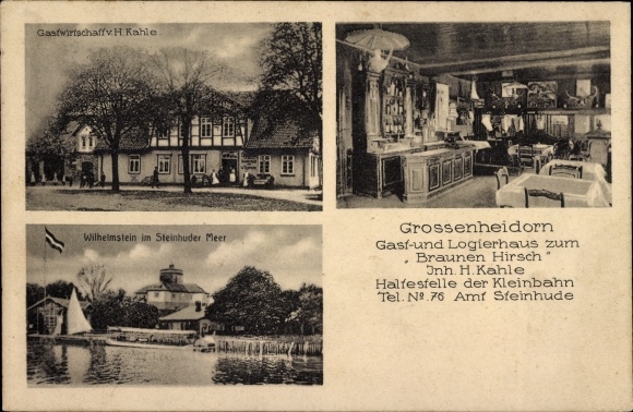 Postcard Grossenheidorn Wunstorf in Lower Saxony, Inn zum Braunen Hirsch, Wilhelmstein