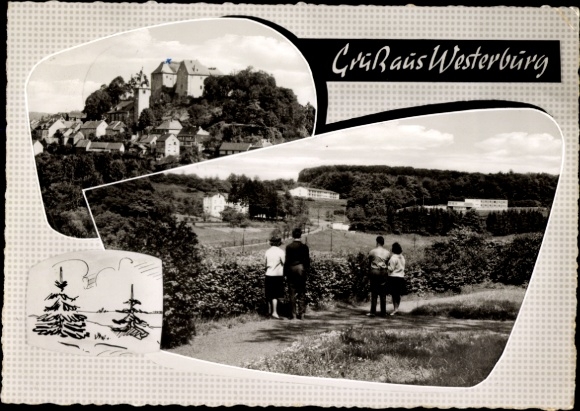 Postcard Westerburg in the Westerwald, castle, spa, inner mission and school camp Düsseldorf-Eller