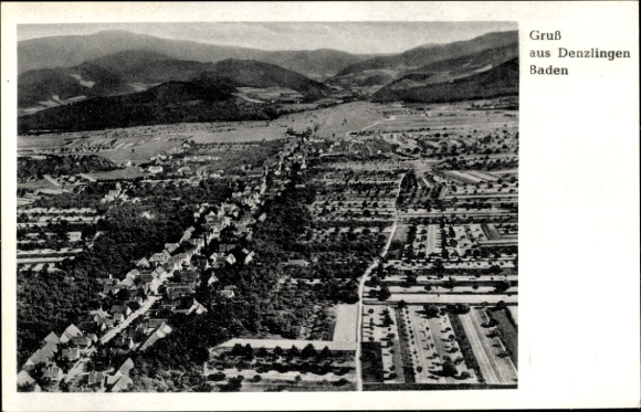 Postcard Denzlingen im Breisgau, aerial photograph