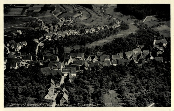 Ak Walddorf Altensteig im Schwarzwald Württemberg, Fliegeraufnahme