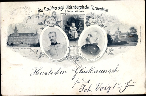Ansichtkaart Oldenburg in het Groothertogdom Oldenburg, 3 generaties in het Oldenburgse prinsenhuis, kasteel