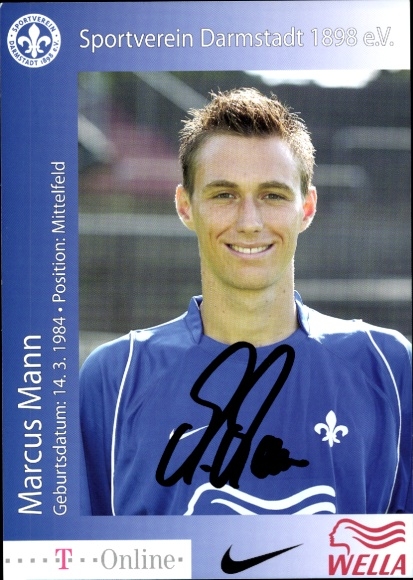 Autogrammkarte Fußballer Marcus Mann, SV Darmstadt 98, Autogramm