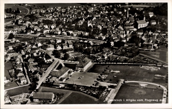 Postcard Eglofs Argenbühl in Allgäu, aerial view of Lentkirch, many buildings, landscape, streets