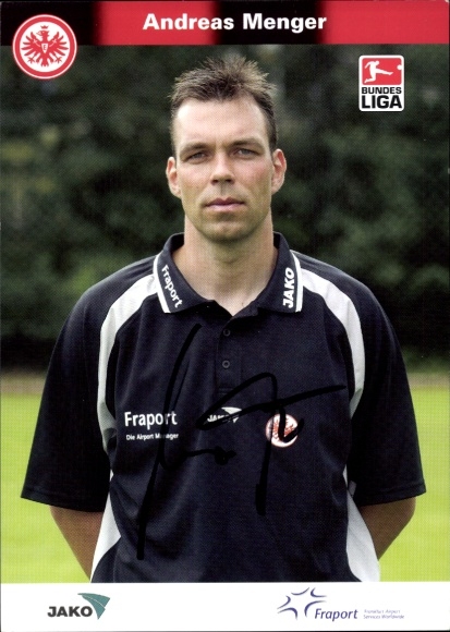 Autograph card assistant and goalkeeper coach Andreas Menger, Eintracht Frankfurt, autograph